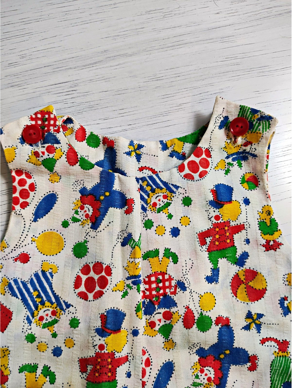 3T Unisex Baby 100% Cotton Sleeveless Romper Square Neck Clown Circus Print
